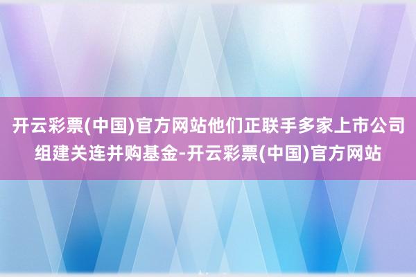 开云彩票(中国)官方网站他们正联手多家上市公司组建关连并购基金-开云彩票(中国)官方网站